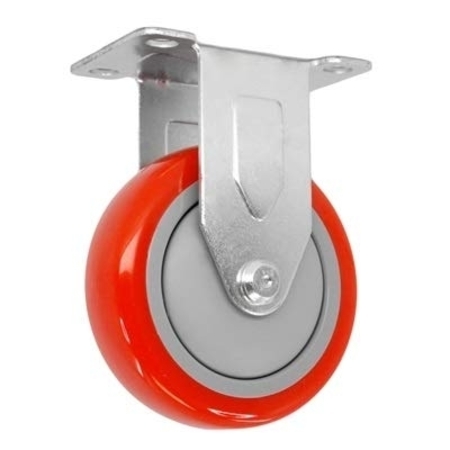 CASTERHQ 5"x1.25" RED Polyurethane ON POLYOLEFIN Wheel, Rigid Caster, 340 L LDPPR5X125RG